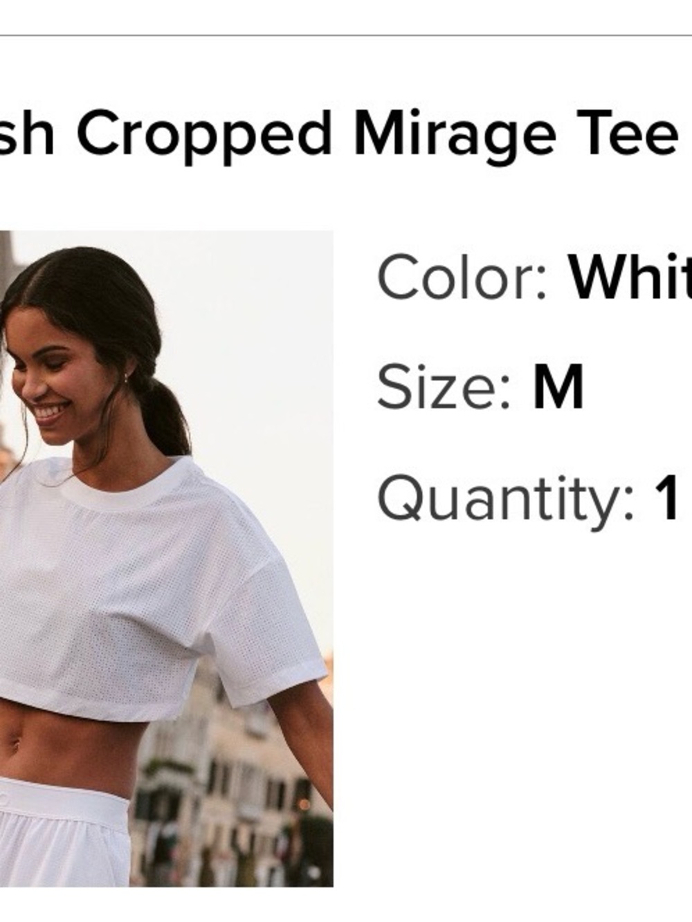 ALO Yoga White Cropped Mesh Tee